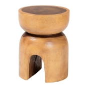 bali & pari Abrina Solid Suar Wood Side Table - Hand-Carved Sculptural End Table with Arched Base, Modern Boho Style for Living Room or Bedroom Baxton Studio restaurant furniture, hotel furniture, commercial furniture, wholesale living room furniture, wholesale end table, classic end table